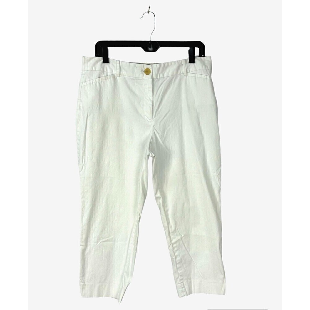 Talbots Women‎ Size 12P White The Perfect Crop Curvy High Rise Cotton Spandex E4